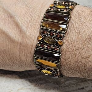 Vintage Style Bracelet with Amber and Brown Stones